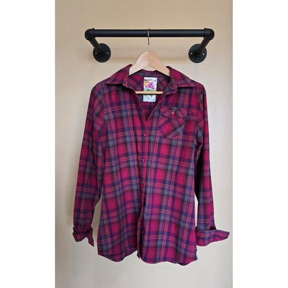 Burton DryRide Flannel Shirt Pink Purple Plaid Button Front Women's Size Medium - Picture 1 of 8